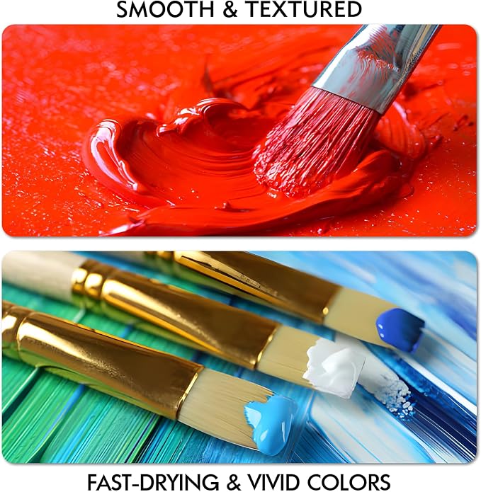 unuaST Acrylic Paint Sets for Adults, 14 Colors Large Bulk Acrylic Paints kits Rich Pigment Art Painting Supplies for Artists/Beginners, Paint Sets for Canvas with Pump, Color Wheel (10oz/300ml)