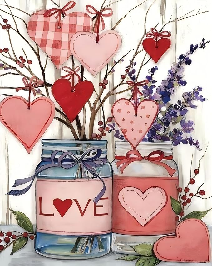 askkqtx Valentine's Day Paint by Numbers Kit for Adults Unframed 16x20 in