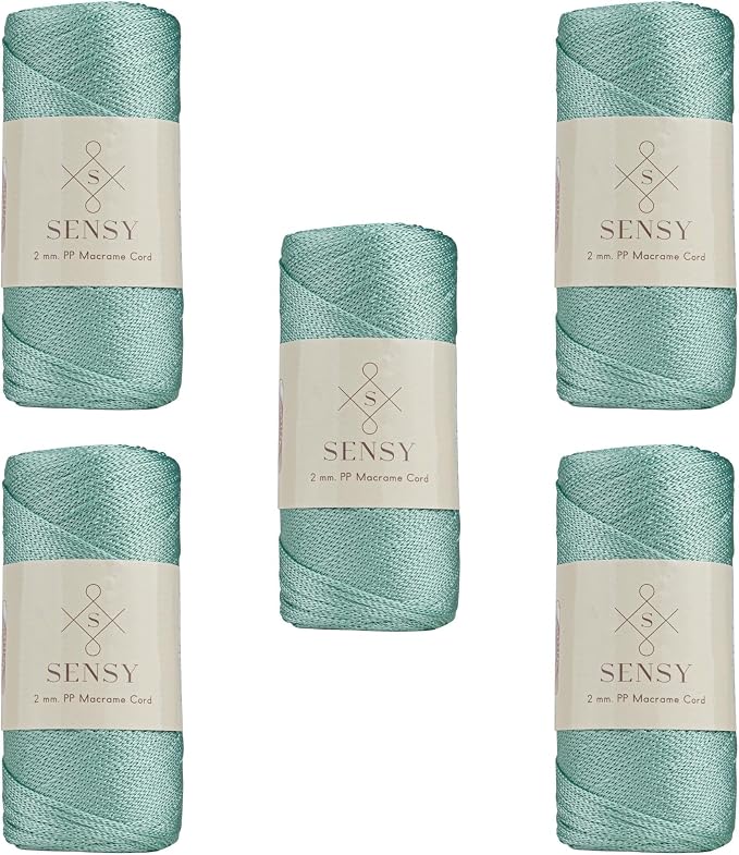 S Sensy 2mm - Premium Polypropylene Macrame Cord, 5 Skein Mint, 252 Yards