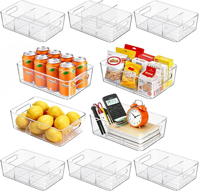 Mpotmiy 10-Pack Pantry Organizers and Storage, Clear Fridge Organizer Bins
