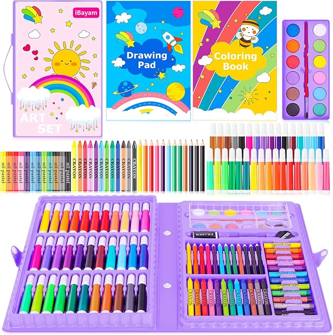 iBayam 149-Pack Drawing Kit Cute School Preppy Stuff Art Supplies, Ages 4+ | Coloring Painting Art Set Gifts Box for Kids & Teens, with Drawing Pad, Coloring Book, Travel Activity Set Ages 4-14 Year Old