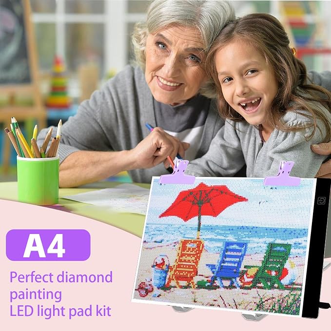 DNSGOOR 186Pcs Diamond Art Accessories Kit with A4 LED Light Pad