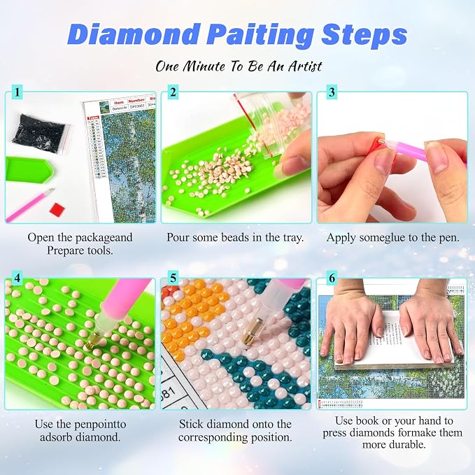 Sun&Moon Diamond Art Kits for Adults,Flowers Diamond Painting Wall Decor