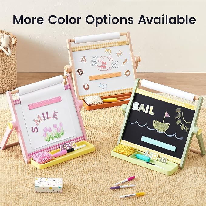 Tiny Land Tabletop Kids Art Easel, 5-Level Magnetic Drawing Board
