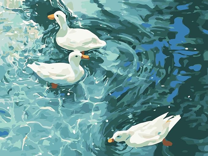 ZRIZQ Paint by Numbers Kit for Adults Beginner Animal,Duck,16x20 | Full set with wooden brushes,rolled canvas,rich paints.Calming activity.Beginner friendly.Just open and paint.