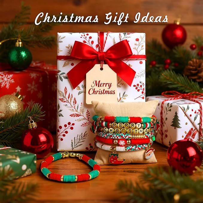 Redtwo Christmas Clay Beads Bracelet Making kit | 3000 Pcs Clay Beads Christmas Crafts Decorations Charms for Jewelry Making, Gifts for Teen Girls Age 6-12