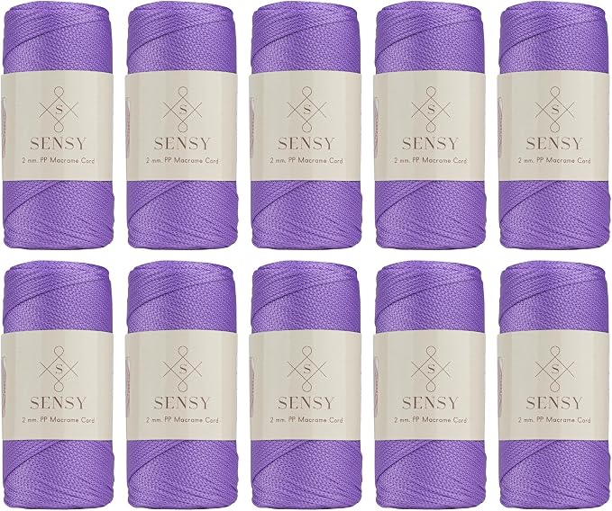 S Sensy 2mm - Premium Polypropylene Macrame Cord 10 Skeins Lilac 252 Yards