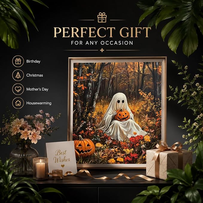 HITO Halloween Paint by Numbers Kit for Adults Ghost 16x20 Inch Frameless | Ghost Number Painting for Adults DIY Acrylic Oil Easy Painting by Numbers for Home Wall Decor