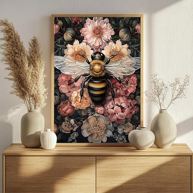 Bee Paint by Numbers Kit for Adults, 16x20 inch | DIY Painting Kits Crafts for Adults, Relieve Stress, Gift, Home Wall Decor