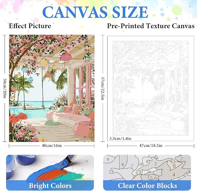 ZRIZQ Landscapes Paint by Numbers Kit for Adults Beginner,Scenery,16x20