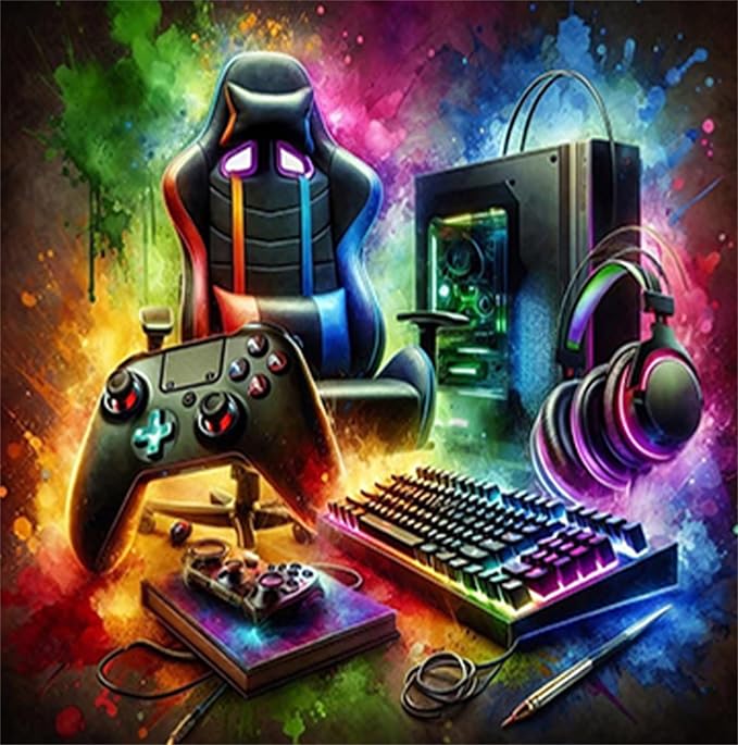 NZNANCHU DIY Paint by Numbers for Adults,Painting by Number Kits on Canvas,Color by Numbers for Beginner,Gifts Decor for Home Wall Room (Esports)
