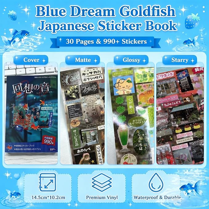 Tmtains 990Pcs+ Japanese Sticker Book for Scrapbook Junk Journal (Echo)