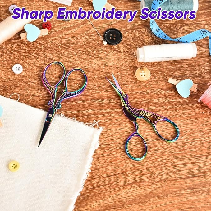 AQUEENLY Embroidery Scissors 2 Pcs Small Sewing Scissors Sharp Stainless Steel 3.6 Inches for Artwork, Crochet, Needlework, Threading