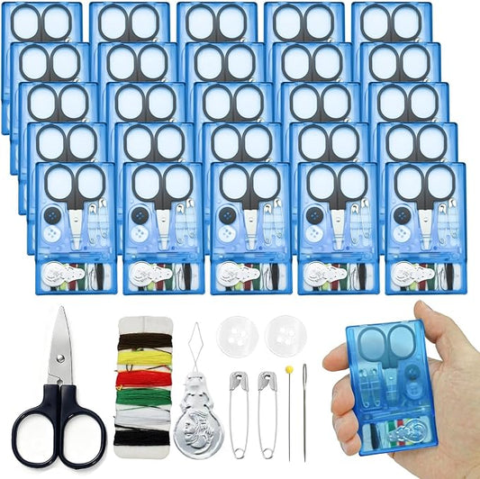 TINSKY 25 Boxes Mini Travel Sewing Kit Quick Fix Sewing Kits Bulk Basic Portable Pre Threaded Needle Emergency Repair Tool for Gifts Beginner Traveler Home Hotel