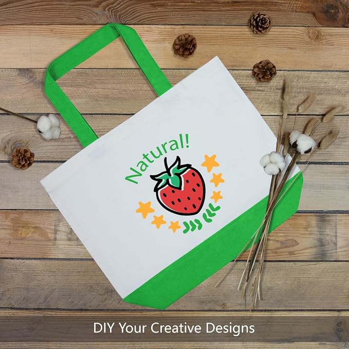 TOPDesign 3-Pack Super Strong Large 12oz Cotton Canvas Tote Bags, Reusable Grocery Shopping Cloth Bags, Fashionable Two-Tone Totes for Crafts, DIY Your Creative Designs