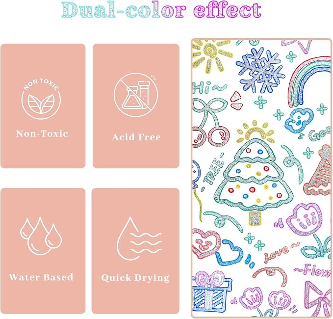 Artecho 12 Colors Self-Outline Metallic Markers | Professional Double Line, Shimmer Pens, Calligraphy, Illustration & Artist-Grade DIY Crafts