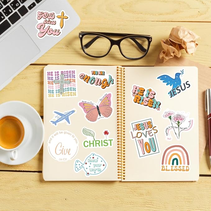 120 Pcs Inspirational Christian Stickers - Bible Verse Faith, Religious Jesus Motivational Stickers for Christmas, Easter Gifts