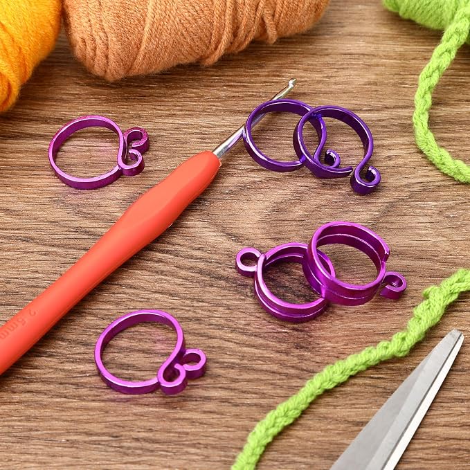 DTOFOOT 6Pcs Knitting Crochet Tension Ring for Fingers with Box | Metal Open Crochet Ring, Adjusts for Finger Tension, Speeds Up Braided Knitting Work, Ideal Gifts for Mom Grandma Crocheters