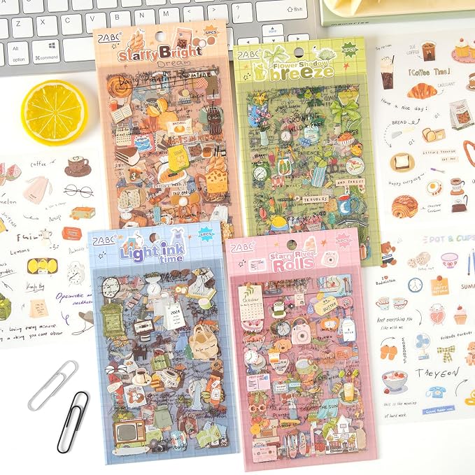 680 Pcs Daily Planner Stickers for Scrapbooking Diary Bullet Journal Notebook Card Making Water Bottle, 24 Sheets Hand-Drawn Monthly Weekly Daily Journal Stickers for Adults and Teens