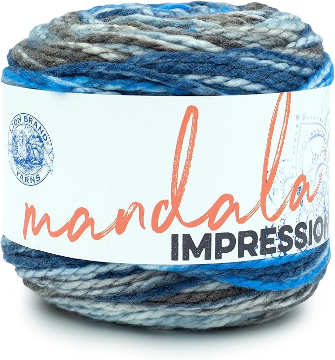 Lion Brand Yarn Mandala Impressions, Bulky Yarn, Lakeside, 1 Pack