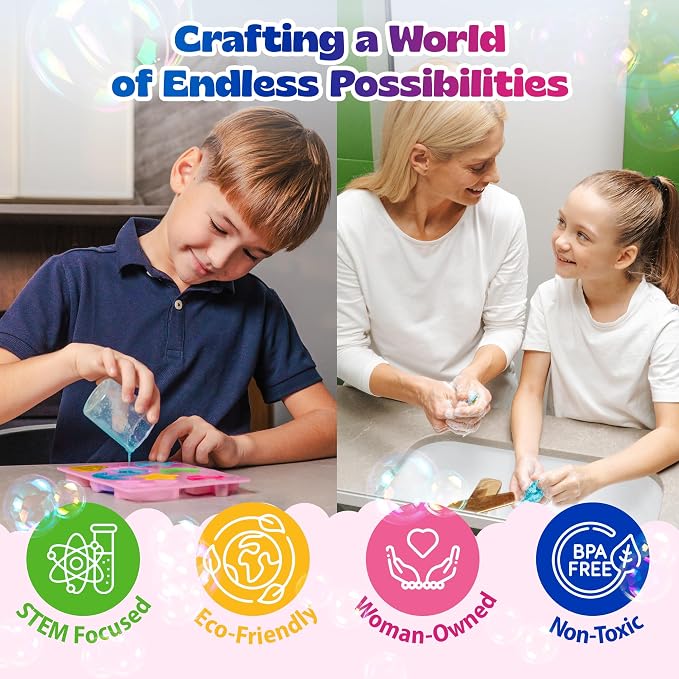 Pinwheel Crafts DIY Soap Making Kit for Kids Ages 5-12, 16 Unicorn Molds