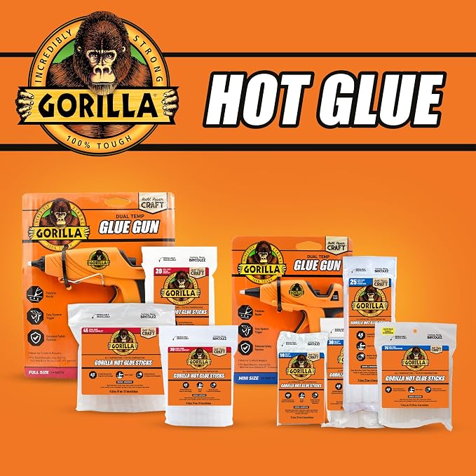Gorilla Hot Glue Gun Kit, Dual Temp, Includes 45 Sticks