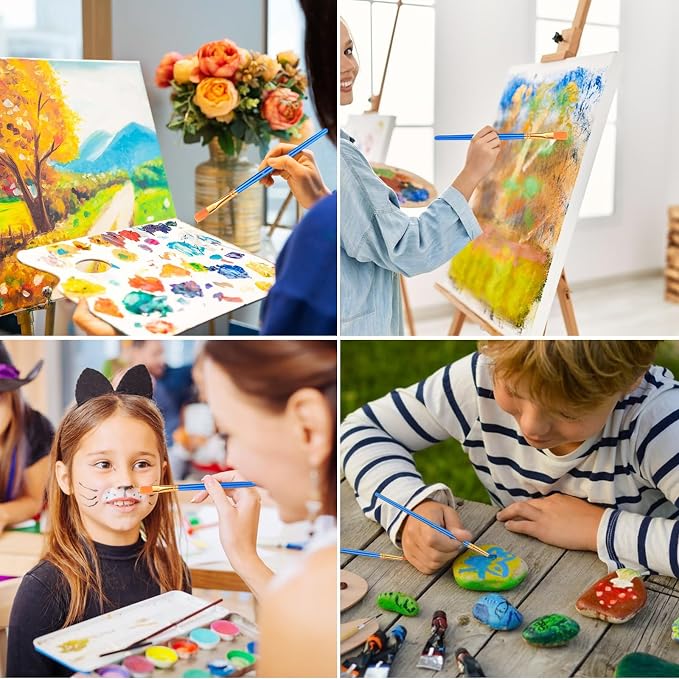 ESRICH 100PCS Paint Brushes, Paint Brush for Acrylic Painting | Artist Paintbrushes for Oil Watercolor, Body Face Rock Canvas, Small Paint Brushes for Kids