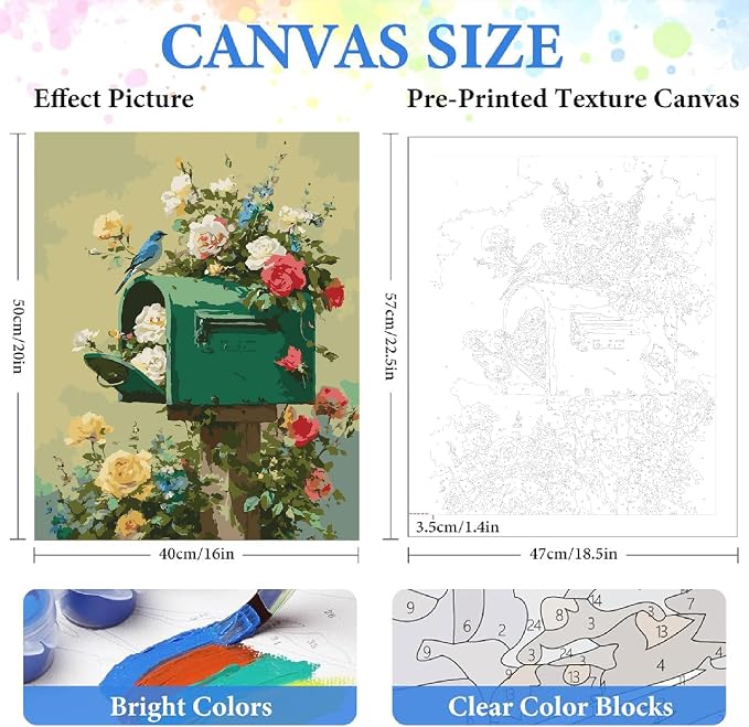 ZRIZQ Paint by Numbers Kit for Adults Beginner,Flowers Mail,16x20