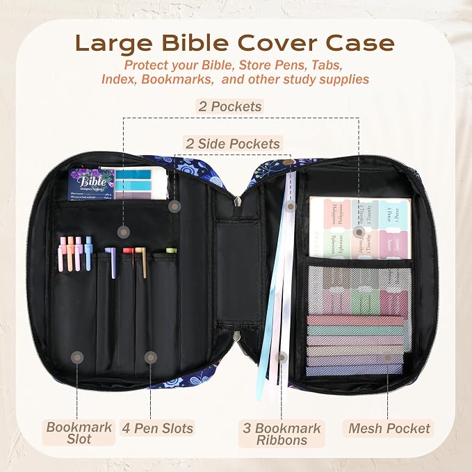 XKDOUS Bible Cover Case for Women Bible Bag Journaling Kit w/Study Supplies