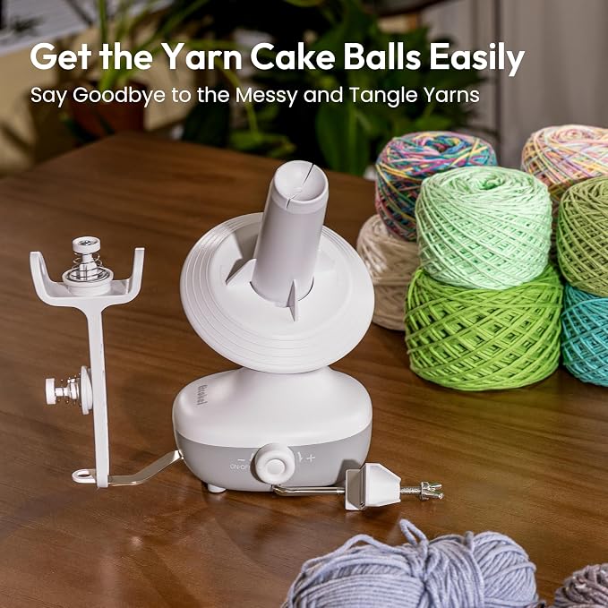 Yarn Winder Electric, Auto Compact Cake Winding for Knitting Lovers | Perfect Yarn Organizer with Strong Tension & Adjustable Speed, Efficient Large Capacity Yarn Ball Spinner for Crafters, White