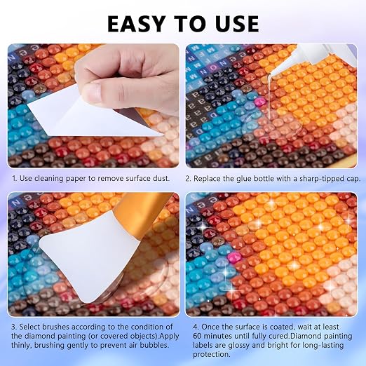 KISREL 946ML Diamond Painting Sealer, 32OZ Diamond Painting Adhesive with Applicator, 5D Diamond Painting Glue Sealer Permanent Hold, Shine Effect Conserver for Jigsaw Puzzles