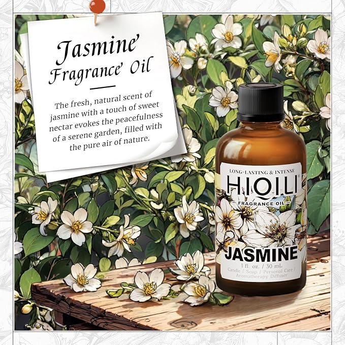 HIQILI Jasmine Fragrance Oil for Women Perfume Making, Skin Care - 1 Fl Oz