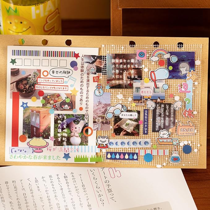PRSTINCOL Japanese Style Sticker Book, 30 Pages of Street Scene Graffiti Adhesive Stickers for Scrapbooking Journal and Diaries, 7.7 x 4.9 Inch
