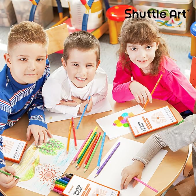 Shuttle Art 504 Colored Pencils Bulk, 12 Vibrant Colors, Pack of 42, Pre-sharpened Coloring Pencils, Wood Colored Pencil for Kids Teachers, Classroom Essentials, Back to School Supplies