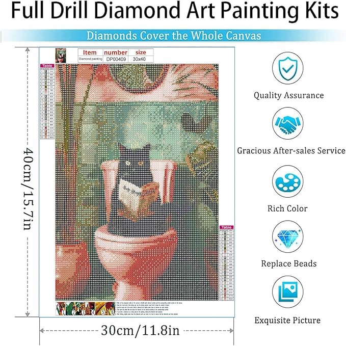 Diamond Art Kits for Adults,Black Cat Diamond Painting Kits 12 x 16in