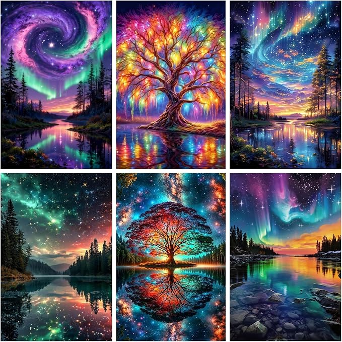 Mosaflare 6 Pack 5D Landscape Scenery Diamond Painting Kits 12x16 Inch