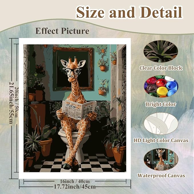 Funny Paint by Numbers Kit for Adults, Paint by Number for Adults 16x20 in