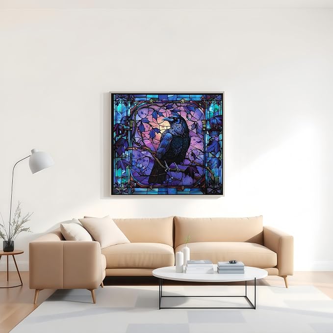 Diamond Painting Kits for Adults,5D Crow Diamond Art Kits for Beginners | DIY Full Drill Dot Painting Gem Art Kits for Home Wall Decor13.78 x13.78 Inch