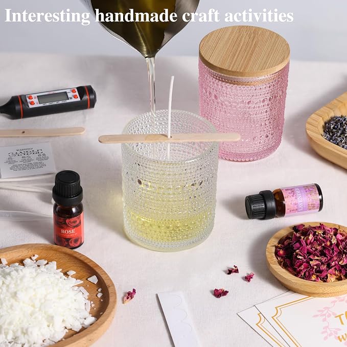 DARJEN Candle Making Kit for Beginners, 2 Jars Soy Wax Scented DIY Set | 100% Soy Wax, 10oz Glass Jars, Natural Cotton Wicks, Pleasant Scents, Instruction& More- Perfect as Home Decorations