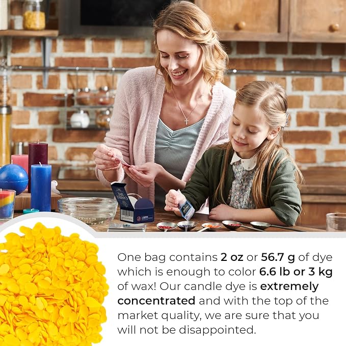 Bright Yellow Candle Dye 2oz for Soy Candle Making – Wax Color Chips | Highly Concentrated Candle Wax Dyes – Candle Shop Premium Color Dye Chips for Soy Wax, Beeswax, Paraffin