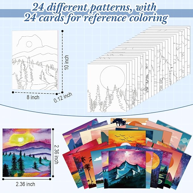 Sherr 24 Pcs Pre Drawn Canvas for Adult, Mountain, 8 x 10 Inch