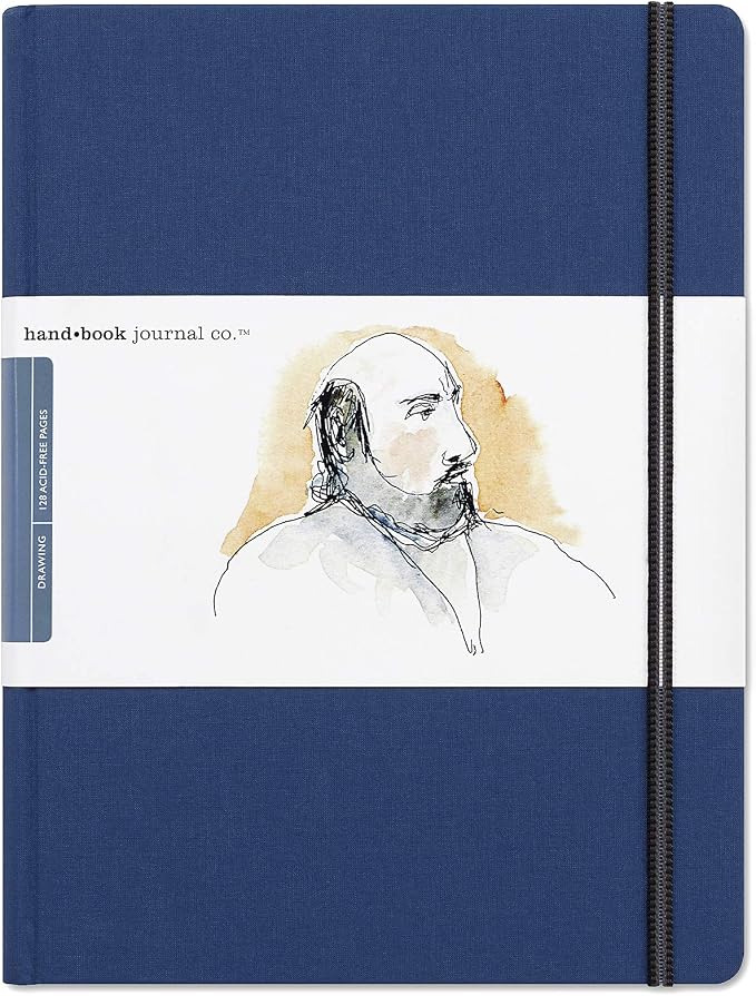 Travelogue Drawing Book, Grand Portrait 10-1/2 x 8-1/4, Ultramarine Blue Artist Journal