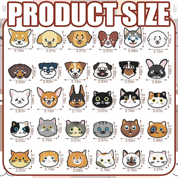 Remuuly 30 Pcs Cat and Dog Diamond Painting Magnets Diamond Art Magnets Kit | Diamond Art Kits for Adult, Refrigerator Magnet, 5D Rhinestone Fridge Magnetic Sticker, Diamond Club Gift, Beginner DIY Craft