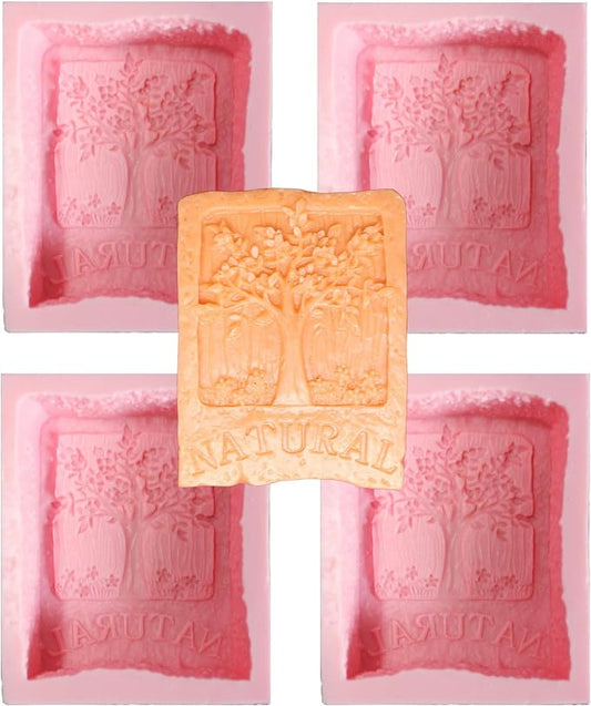 Natural Tree Flowers Silicone Soap Mold for Skincare Soap Making, DIY Skincare Products & Small Business Soap (4PCS Tree)