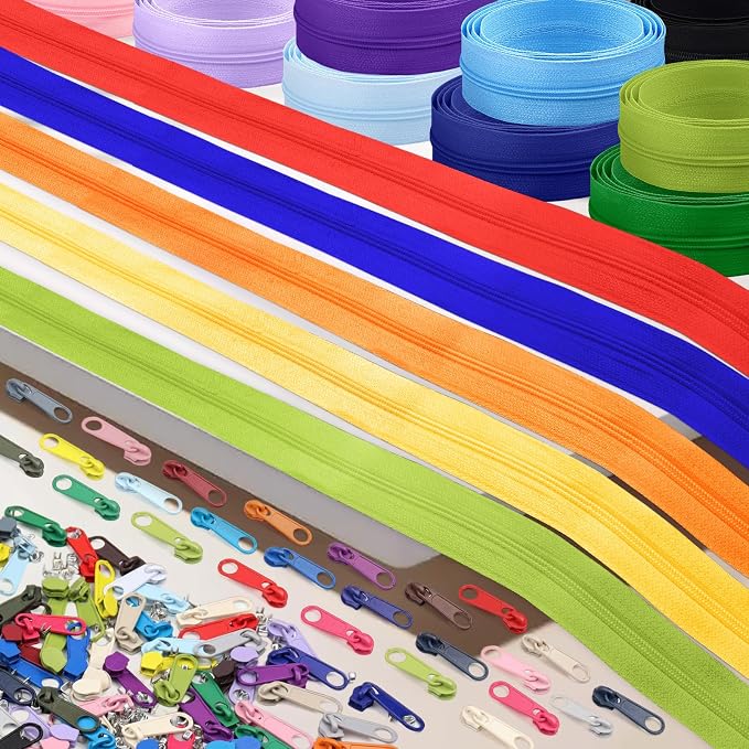 DOITEM 28.6 Yards 26 Pieces Sewing Zippers #3 Nylon Coil Zippers Assorted Zipper for Sewing with 104 Zipper Sliders for DIY Tailor Sewing Crafts Supplies, 26 Color