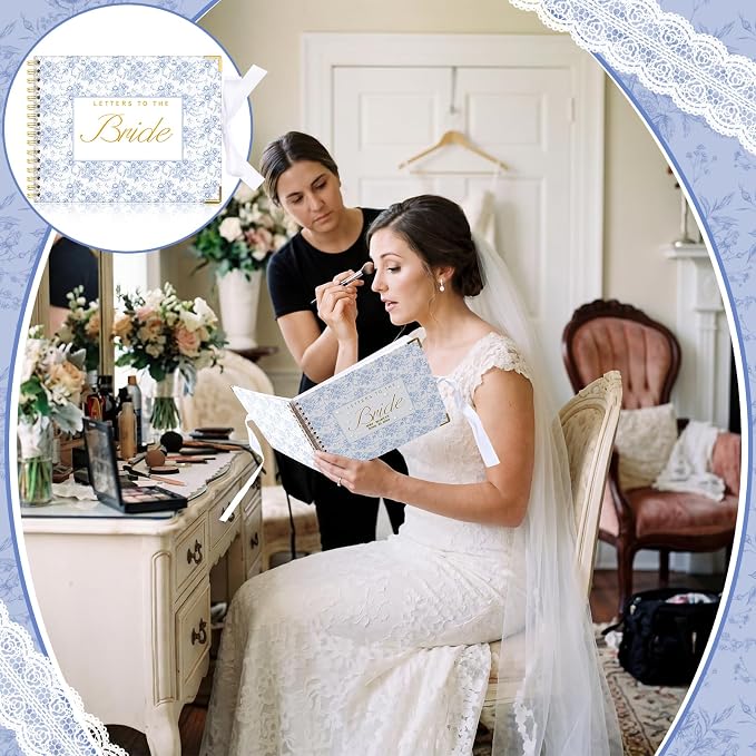 Humyoun Letters to Bride Scrapbook,10.5 X 8.25 Inch,Floral,Blue