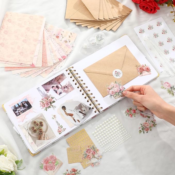 Letters to Bride Scrapbook,8.5 X 7 Inch,Rose Style,Pink