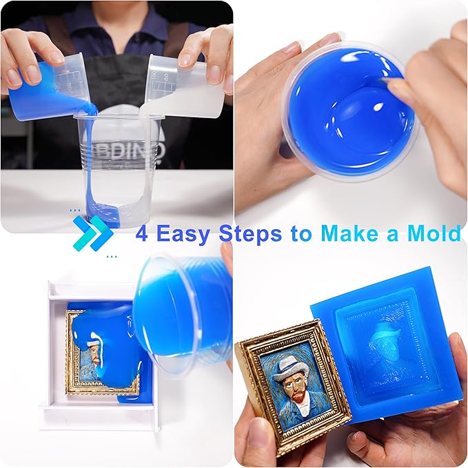 BBDINO Silicone Mold Making Kit 30A Platinum Liquid 2.42 lbs Translucent | High Strength 1A:1B Mix Self-degassing Silicon Heat Resistant 446F Ideal for Molding of Resin/Jewelry/Candle/Concrete/Plaster