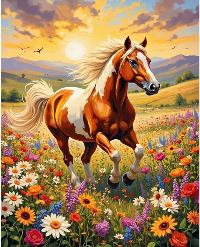 Arttoplus Horse Paint by Numbers Kit for Adults Beginner 16x20 inch | Horse Adult Paint by Number Kits on Canvas, DIY Acrylic Oil Painting by Numbers for Gift Home Wall Decor (Without Frame)
