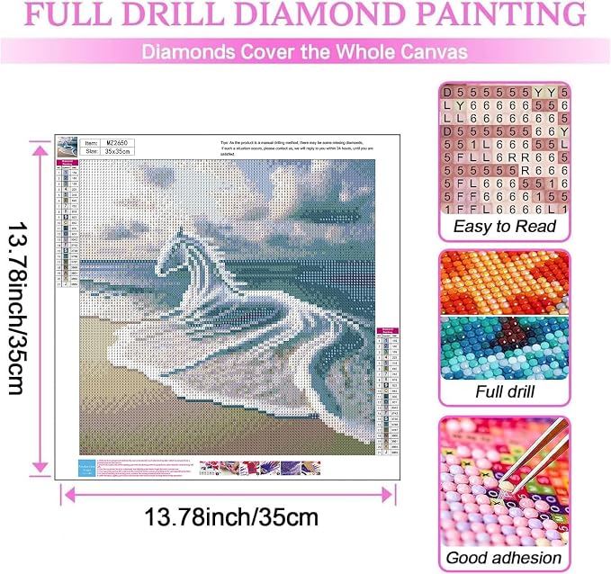Diamond Art Kits for Adults,Horse Animal Diamond Painting for Beginners